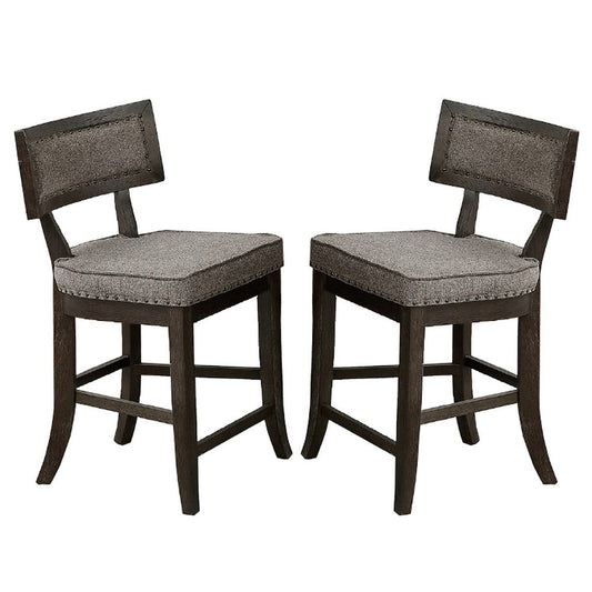 Curved Top Wooden High Chair with Flared Legs, Set of 2, Gray By Casagear Home