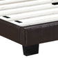 Queen Leatherette Bed with Checkered Tufted Headboard Dark Brown By Casagear Home BM232012