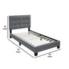 Twin Leatherette Bed with Checkered Tufted Headboard Gray By Casagear Home BM232013