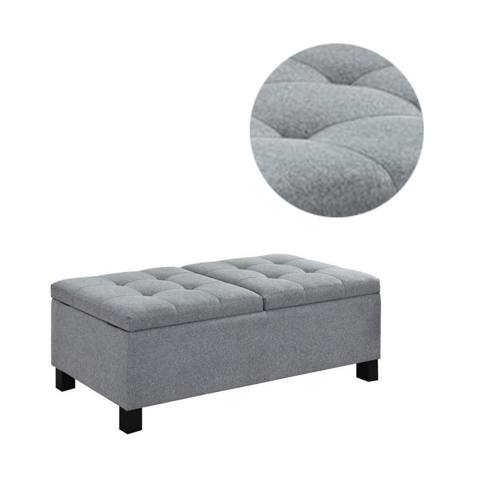 Wooden Ottoman with Hidden Storage Compartment Gray and Black By Casagear Home BM232038