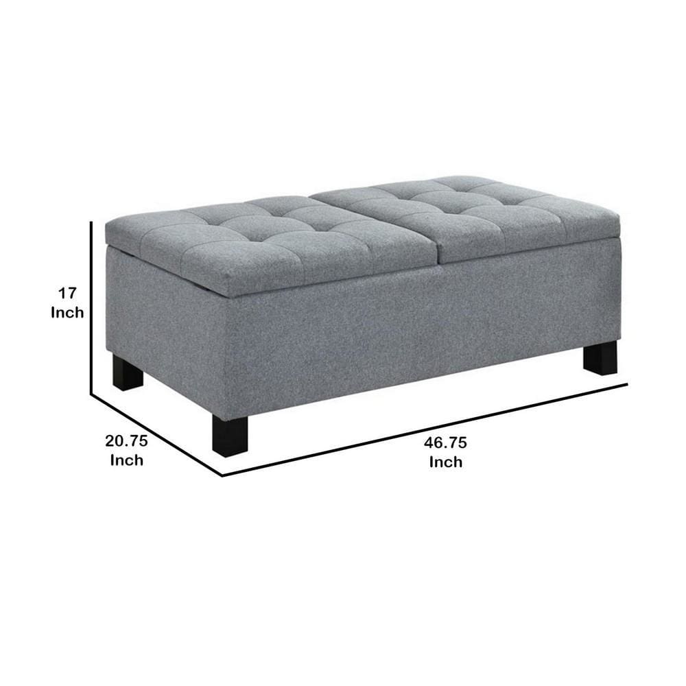 Wooden Ottoman with Hidden Storage Compartment Gray and Black By Casagear Home BM232038