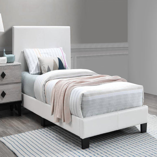 Transitional Style Leatherette Queen Bed with Padded Headboard, White By Casagear Home