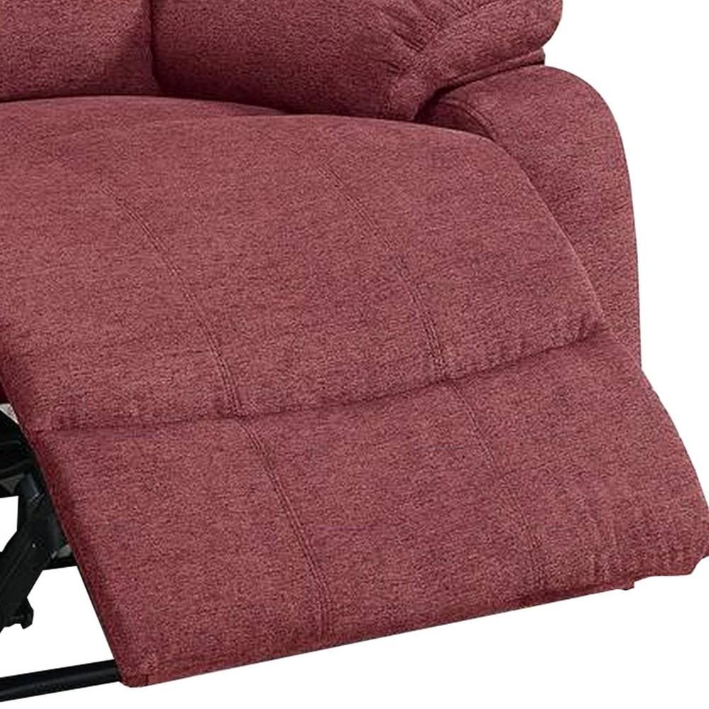 39 Inch Fabric Power Recliner with USB Port Red By Casagear Home BM232060