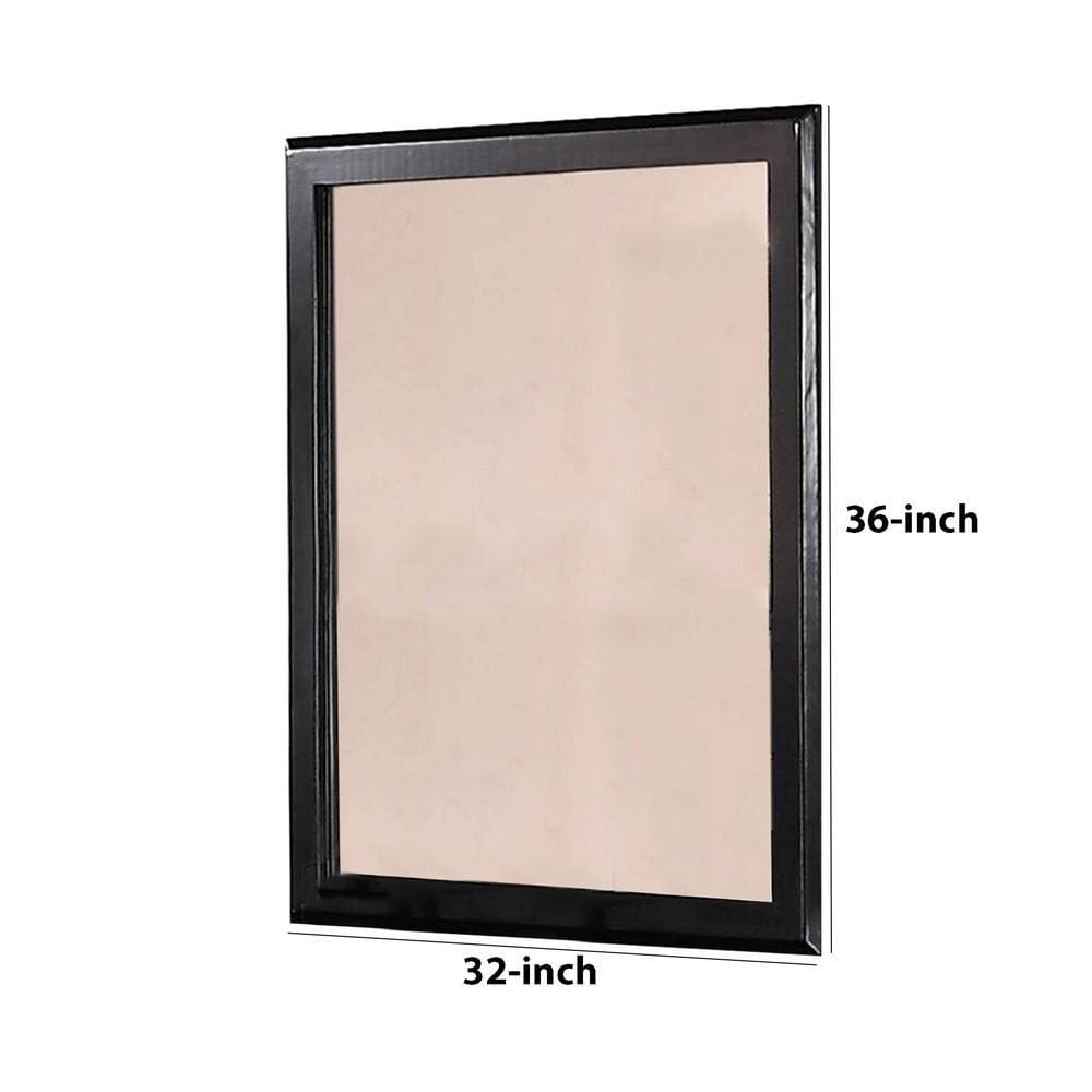 36 Inches Rectangular Wood Encased Mirror Black By Casagear Home BM232102