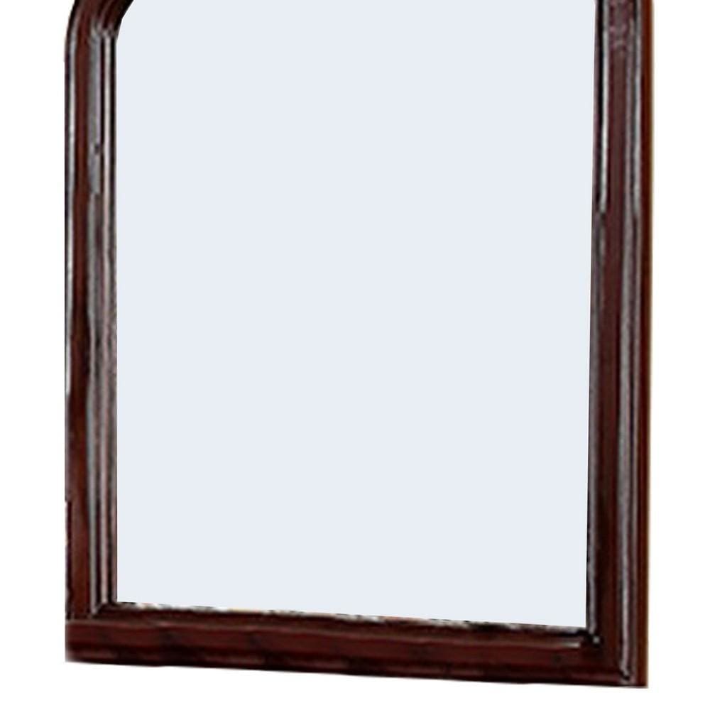 37 Inches Wooden Mirror with Curved Edges Brown By Casagear Home BM232118