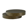 Contemporary Round Metal Coffee Table with Drum Base, Bronze By Casagear Home