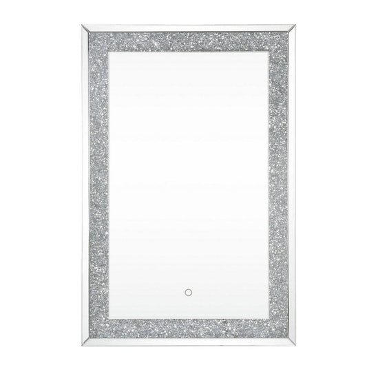 Rectangular Beveled Wall Mirror with Touch Led, Silver By Casagear Home