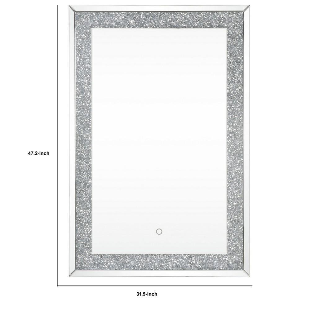 Rectangular Beveled Wall Mirror with Touch Led Silver By Casagear Home BM232515