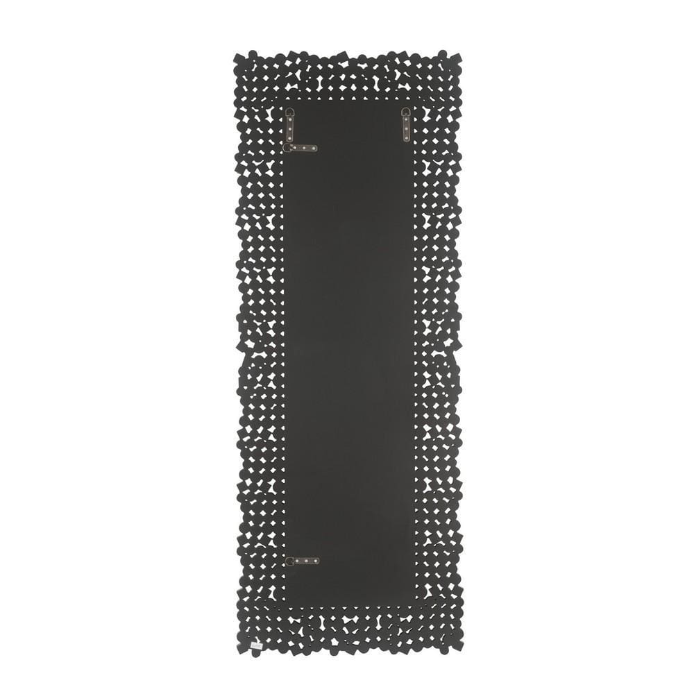 Rectangular Faux Gem Trim Beveled Wall Mirror Black and Silver By Casagear Home BM232524