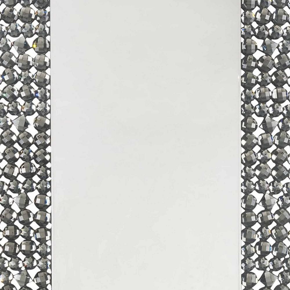 Rectangular Faux Gem Trim Beveled Wall Mirror Black and Silver By Casagear Home BM232524