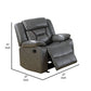 37 Inches Leatherette Glider Recliner with Pillow Arms Gray By Casagear Home BM232628