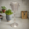 Trophy Shaped Metal Wine Cooler with Turned Pedestal Support, Silver By Casagear Home