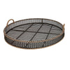 Round Shaped Bamboo Tray with Curved Handle Set of 2 Black By Casagear Home BM232697