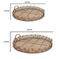 Round Shaped Bamboo Tray with Curved Handle Set of 2 Brown By Casagear Home BM232698