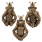 Polyresin Monkey Accent Decor, Set of 3, Gold By Casagear Home