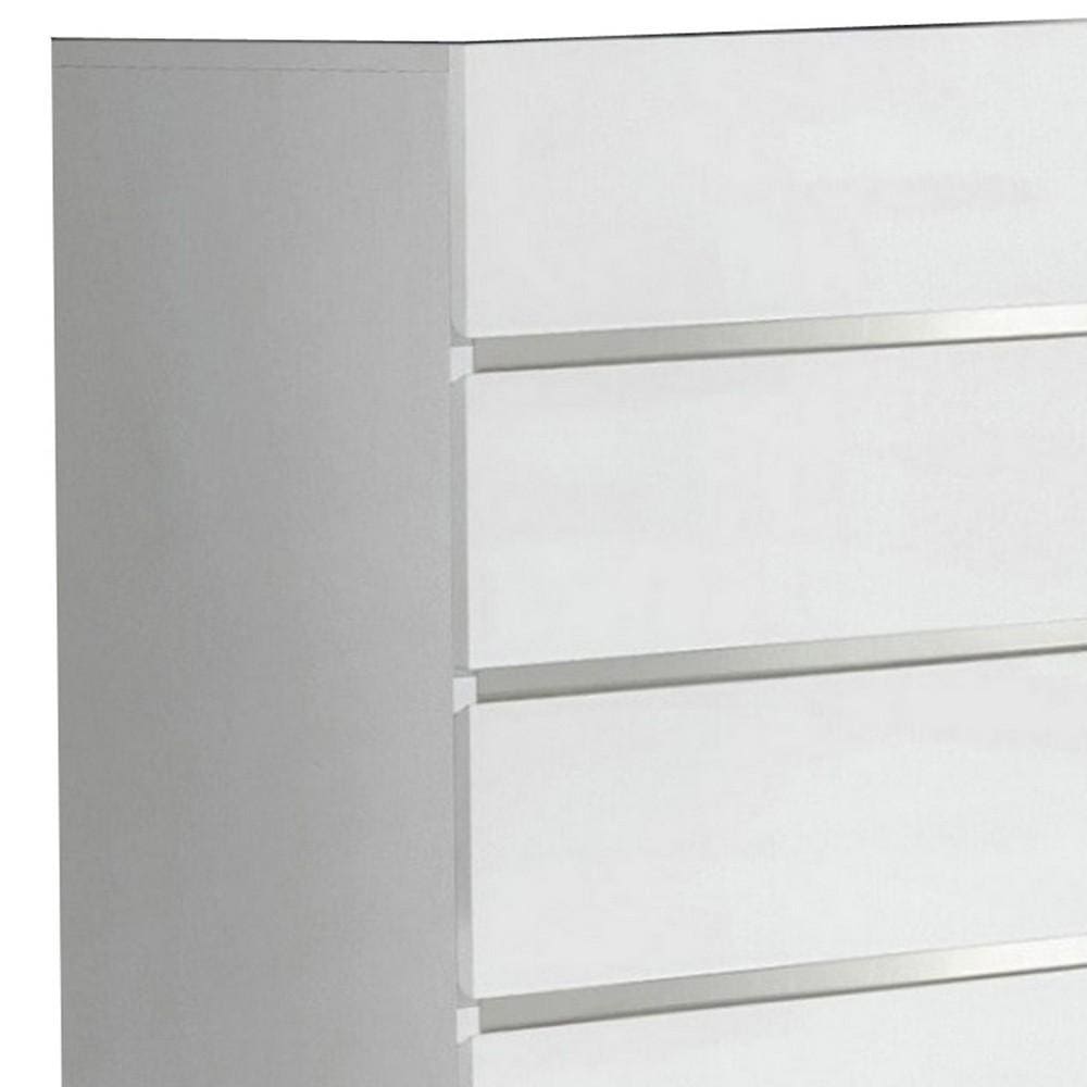 47 Inch 5 Drawer Modern Chest with Metal Legs White and Silver By Casagear Home BM232747