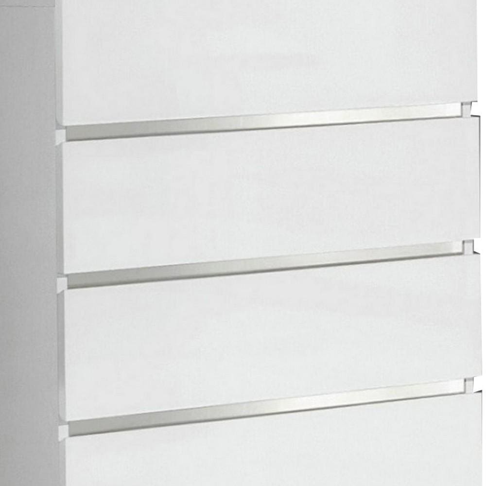 47 Inch 5 Drawer Modern Chest with Metal Legs White and Silver By Casagear Home BM232747