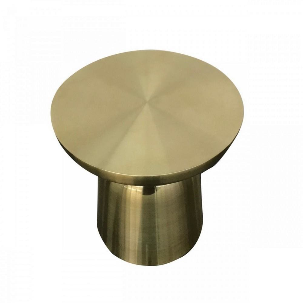 15 Inch Mushroom Shaped Metal End Table Gold By Casagear Home BM232791