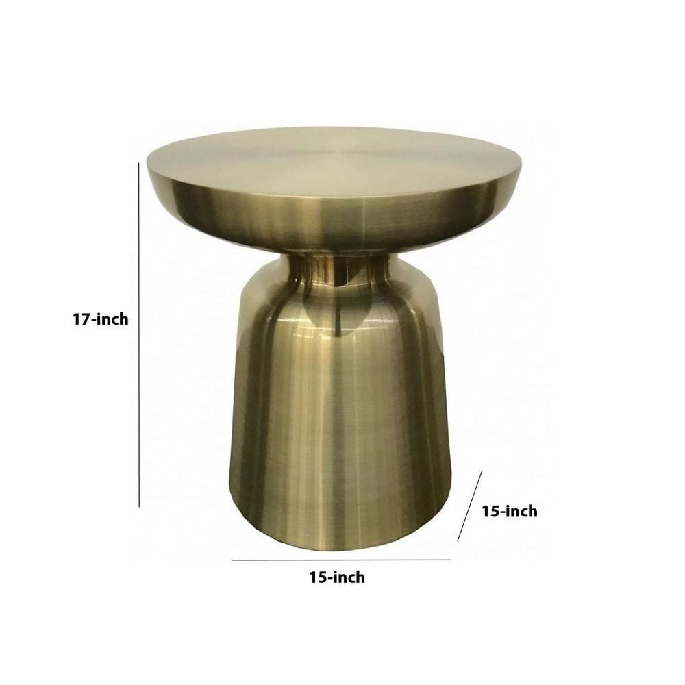 15 Inch Mushroom Shaped Metal End Table Gold By Casagear Home BM232791