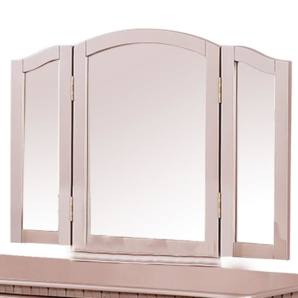 Vanity Set with Turned Tapered Legs and Three Piece Mirror Rose Gold By Casagear Home BM232895