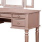 Vanity Set with Turned Tapered Legs and Three Piece Mirror Rose Gold By Casagear Home BM232895