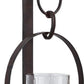 Metal Wall Sconce with Glass Hurricane and Chain Design Holder Black By Casagear Home BM232919