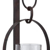 Metal Wall Sconce with Glass Hurricane and Chain Design Holder Black By Casagear Home BM232919