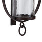 Metal Wall Sconce with Glass Hurricane and Chain Design Holder Black By Casagear Home BM232919