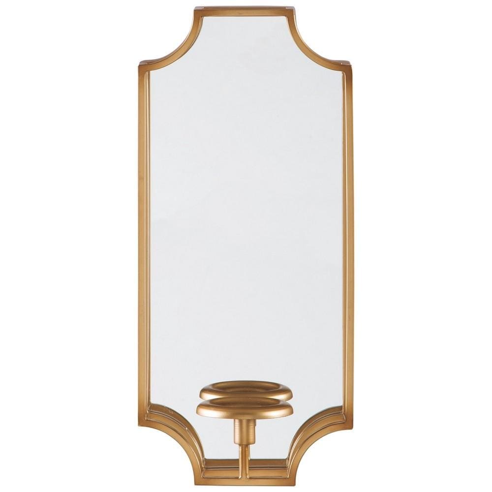 Metal Frame Wall Sconce with Cut Corner Design, Gold By Casagear Home