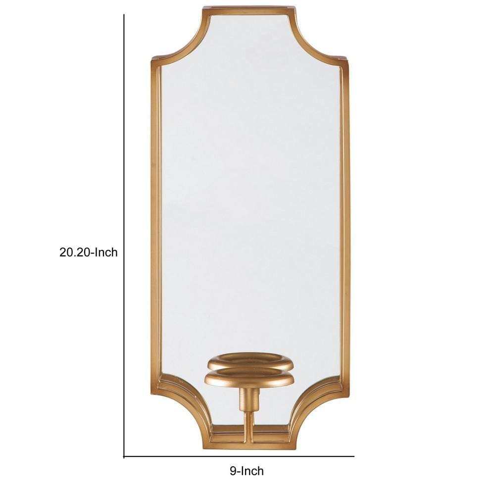 Metal Frame Wall Sconce with Cut Corner Design Gold By Casagear Home BM232922