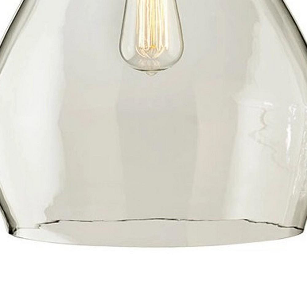 Teardrop Glass Pendant Lighting with Metal Chain Clear and Black By Casagear Home BM232932