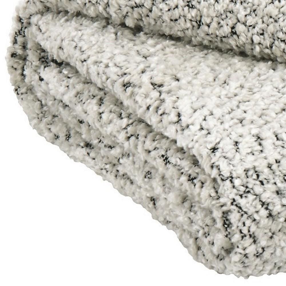 Polyester Chenille Blend Throw with Fringe Details Black and White By Casagear Home BM232948