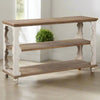 Traditional Style Console Sofa Table with Scalloped Design, White and Brown By Casagear Home