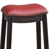 24 Inch Wooden Counter Stool with Upholstered Cushion Seat Gray and Red By Casagear Home BM233107