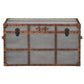 33.5 Inches Wooden Storage Trunk with Bolt Trim Gray By Casagear Home BM233198