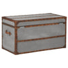 33.5 Inches Wooden Storage Trunk with Bolt Trim Gray By Casagear Home BM233198