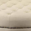 Round Shaped Fabric Ottoman with Nailhead Trim Gray By Casagear Home BM233231