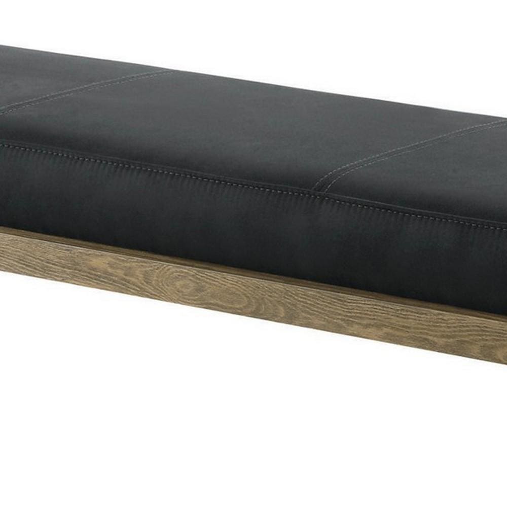 Leatherette Padded Bench with Hairpin Legs Gray By Casagear Home BM233232