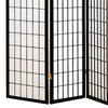 4 Panel Foldable Wooden Frame Room Divider with Grid Design Black By Casagear Home BM233241