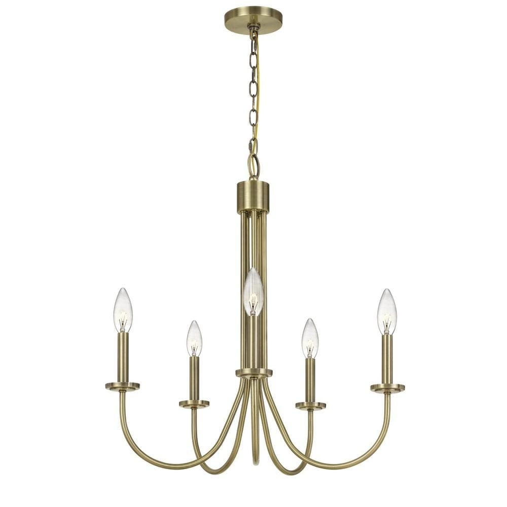 Metal Chandelier with 5 Candelabra Holders, Gold By Casagear Home