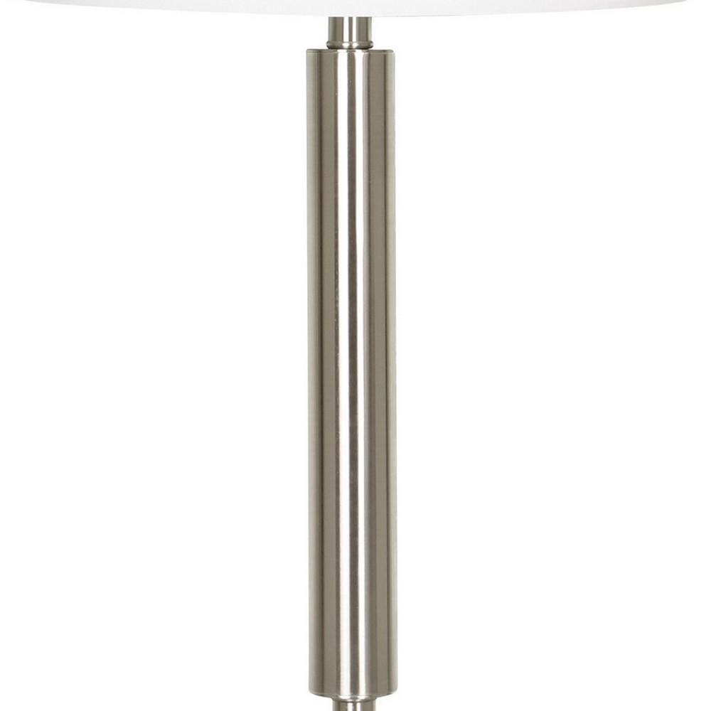 Metal Table Lamp with Fabric Drum Shade White and Silver By Casagear Home BM233289