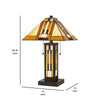 127 Watt Tiffany Shade Table Lamp with Metal Base Multicolor By Casagear Home BM233346