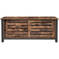 50 Inches TV Stand with Louvered Sliding Doors Brown and Black By Casagear Home BM233375