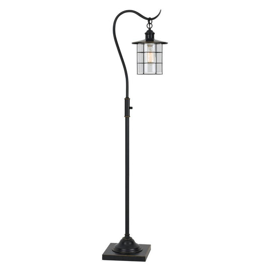 60 Inch Metal Downbridge Design Floor Lamp with Caged Shade, Dark Bronze By Casagear Home