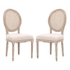 19 Inches Cane Back Padded Dining Chair, Set of 2, Beige By Casagear Home