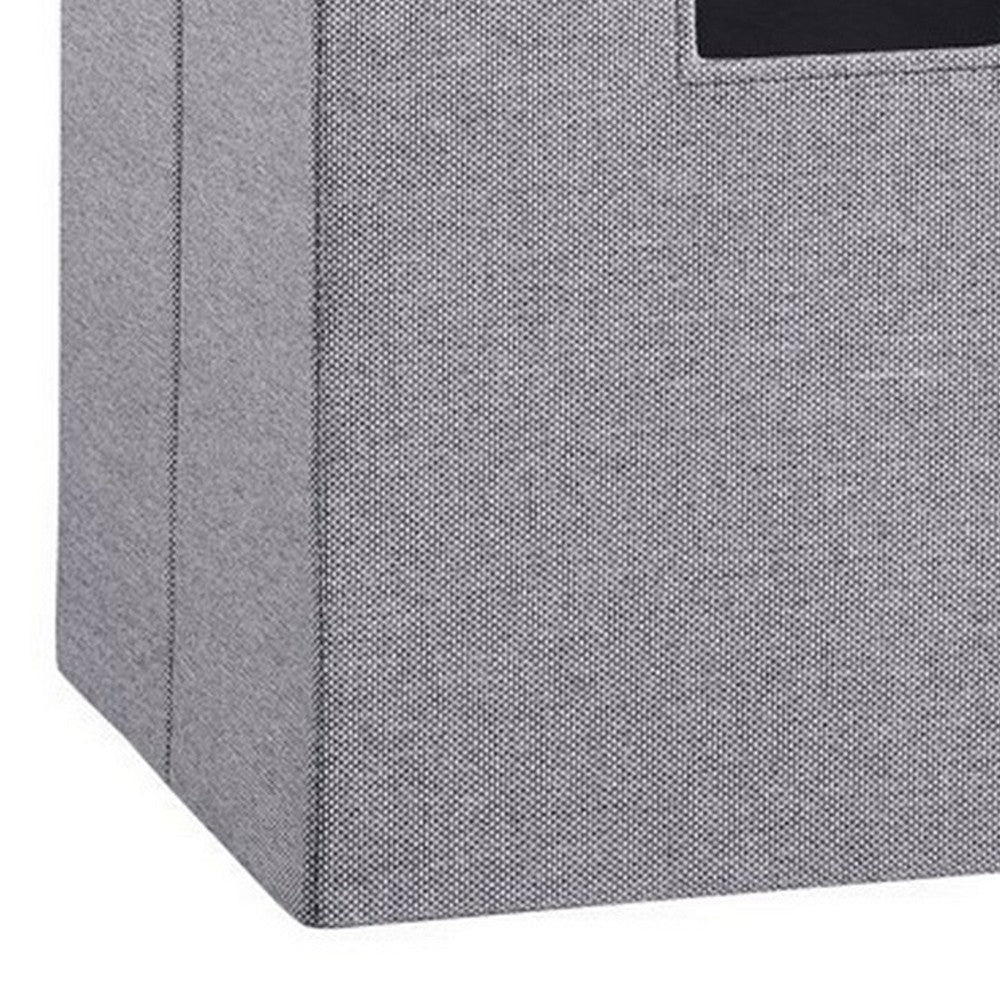 13 11 Inch Fabric Draped Foldable Storage Bin Cutout Handles Set of 2 Gray By Casagear Home BM233635