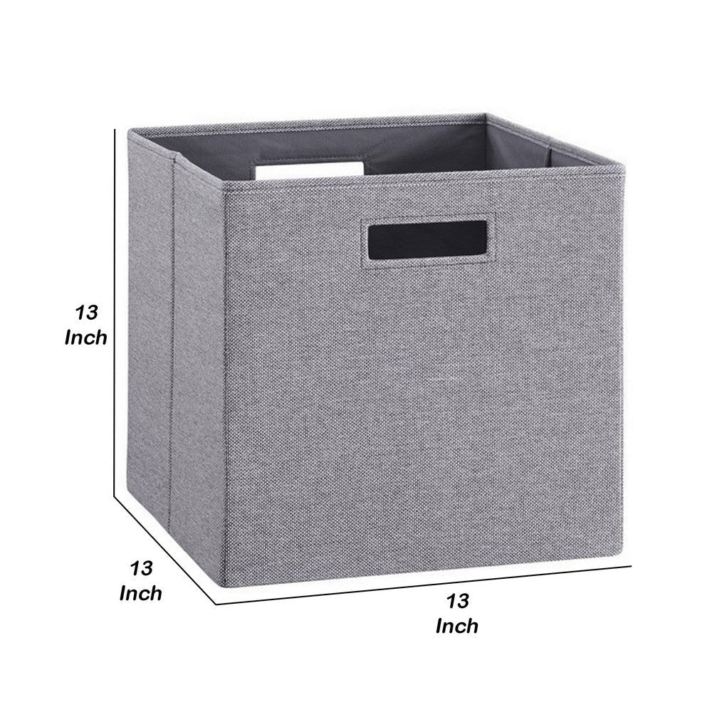 13 11 Inch Fabric Draped Foldable Storage Bin Cutout Handles Set of 2 Gray By Casagear Home BM233635