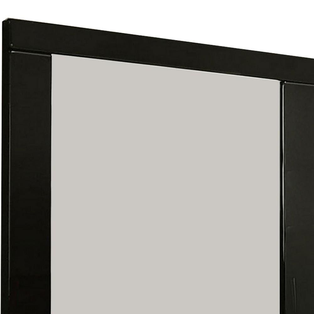 37 Inch Rectangular Mirror with Wooden Frame Black By Casagear Home BM233769