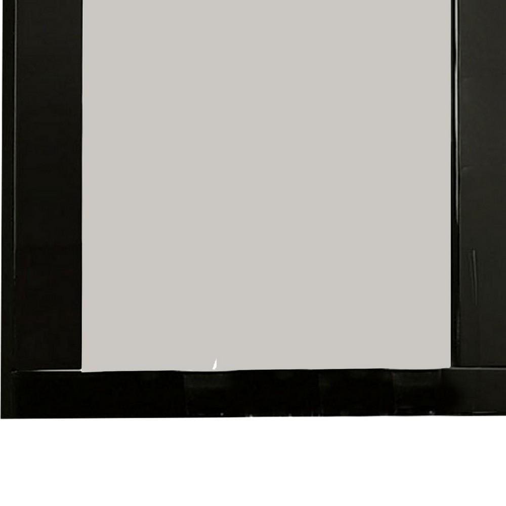 37 Inch Rectangular Mirror with Wooden Frame Black By Casagear Home BM233769