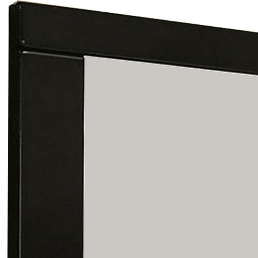 37 Inch Rectangular Mirror with Wooden Frame Black By Casagear Home BM233769